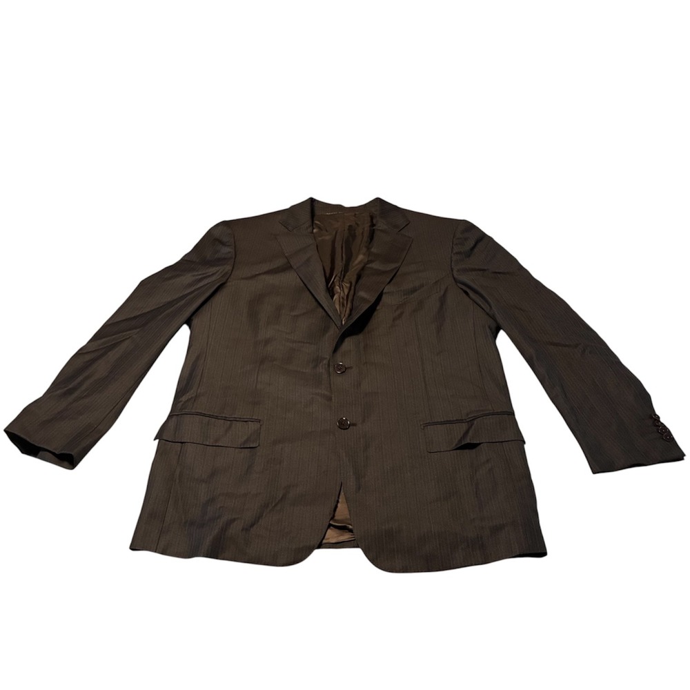 Ermenegildo Zegna Mens Brown Pinstripe Traveller Blazer Sport Coat 56R